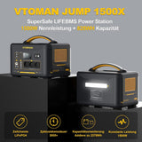 VTOMAN Jump 1500X Tragbare Powerstation 1500W, 828Wh LiFePO4 Solargenerator mit Erweiterbarer Kapazität auf 2376Wh, 230V AC/100W USB-C Schnellladung für Camping Reisen Notfälle Wohnmobil