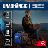 DENQBAR Inverter Stromgenerator DQ-2000 2000W Benzin Stromerzeuger mit 230V, USB Fast-Load, Superleise, 4-Takt Motor, tragbar - Für Camping, Outdoor, Baustelle, Reise, Wohnmobil und Notstromaggregat