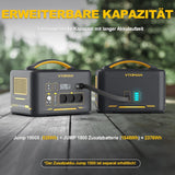 VTOMAN Jump 1500X Tragbare Powerstation 1500W, 828Wh LiFePO4 Solargenerator mit Erweiterbarer Kapazität auf 2376Wh, 230V AC/100W USB-C Schnellladung für Camping Reisen Notfälle Wohnmobil
