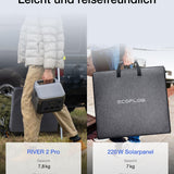 EF ECOFLOW RIVER 2 Pro Powerstation, 768Wh LiFePO4 Batterie Solar generator mit 220W Solarpanel, 3x 300W AC-Steckdosen (Spitze 1600W), Kleine Verpackungsmängel, Produkt unbenutzt(Generalüberholt)