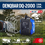 DENQBAR Inverter Stromgenerator DQ-2000 2000W Benzin Stromerzeuger mit 230V, USB Fast-Load, Superleise, 4-Takt Motor, tragbar - Für Camping, Outdoor, Baustelle, Reise, Wohnmobil und Notstromaggregat