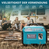 LPG/Benzin-Inverter-Generator KS 3100iG S von Könner & Söhnen. Notstromaggregat 3100 W, Schuko-Steckdose 230 V, 2 USB-Anschlüsse, LED-Anzeige, ECO-Modus, Kupferwicklungen, stromerzeuger EURO V.