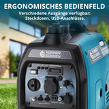LPG/Benzin-Inverter-Generator KS 3100iG S von Könner & Söhnen. Notstromaggregat 3100 W, Schuko-Steckdose 230 V, 2 USB-Anschlüsse, LED-Anzeige, ECO-Modus, Kupferwicklungen, stromerzeuger EURO V.